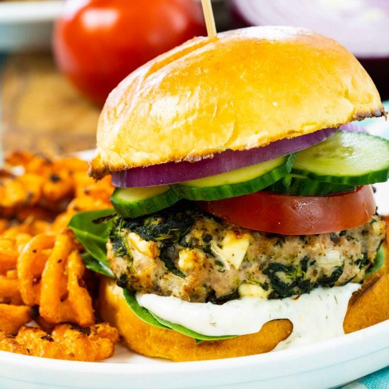 Air Fryer Turkey Patties with Spinach