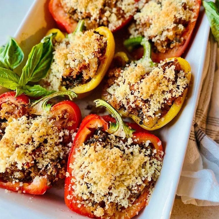 Air Fryer Veggie-Stuffed Bell Peppers