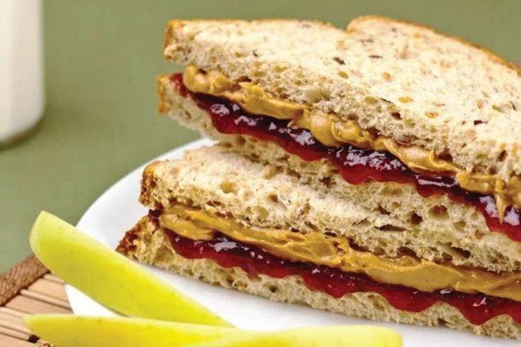 Almond Butter and Strawberry Jam Sandwich