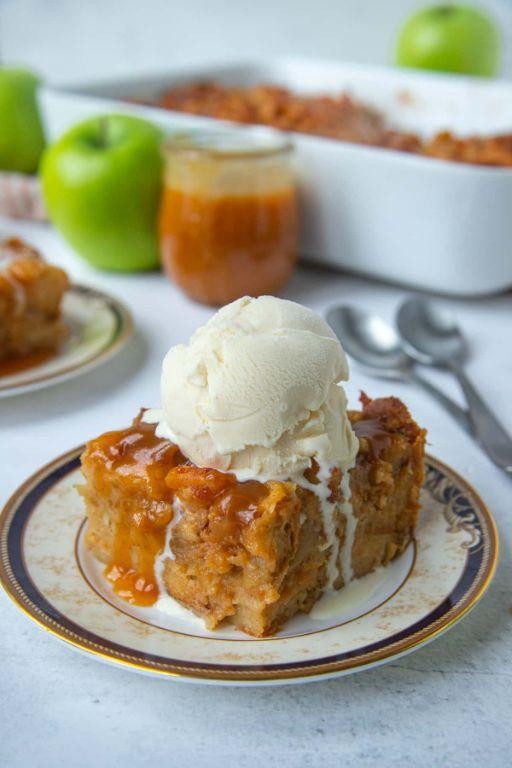 Almond-Crusted Apple Bread Pudding