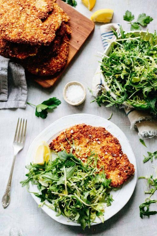 Almond-Crusted Chicken Cutlets with a Lemon Herb Drizzle