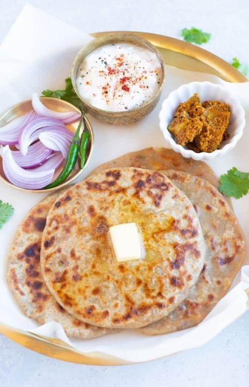 Aloo Paratha with Yogurt Thali