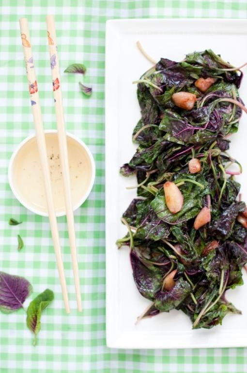 Amaranth Greens with Garlic Butter