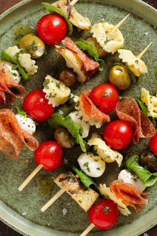 Antipasto Skewers with Cheese and Olives