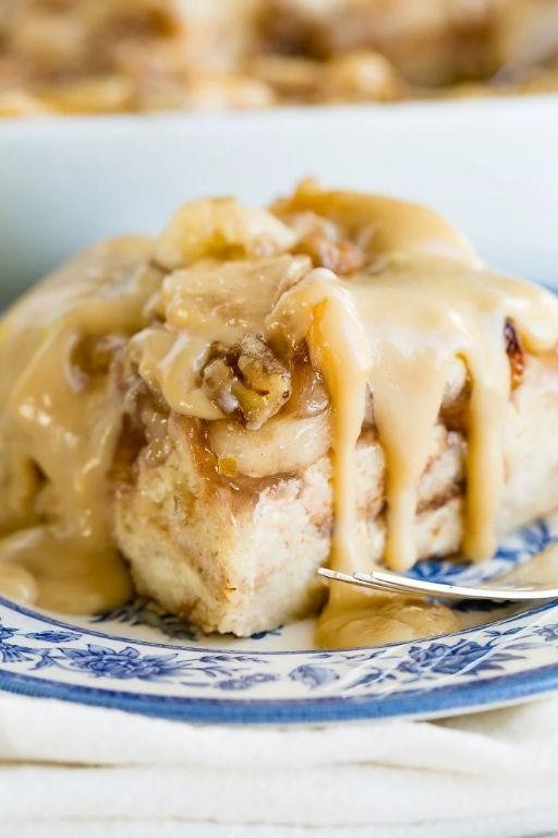 Apple Bread Pudding with Vanilla Bean Sauce