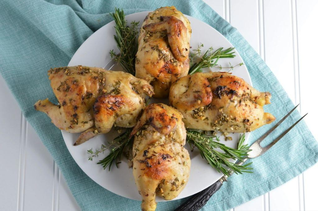Apple Cider Brined Cornish Hen with Rosemary