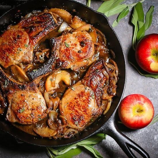 Apple Cider Pork Chops with Onion