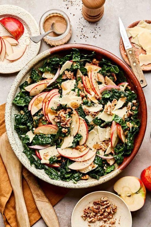 Apple and Cheddar Kale Salad with Cider Vinaigrette