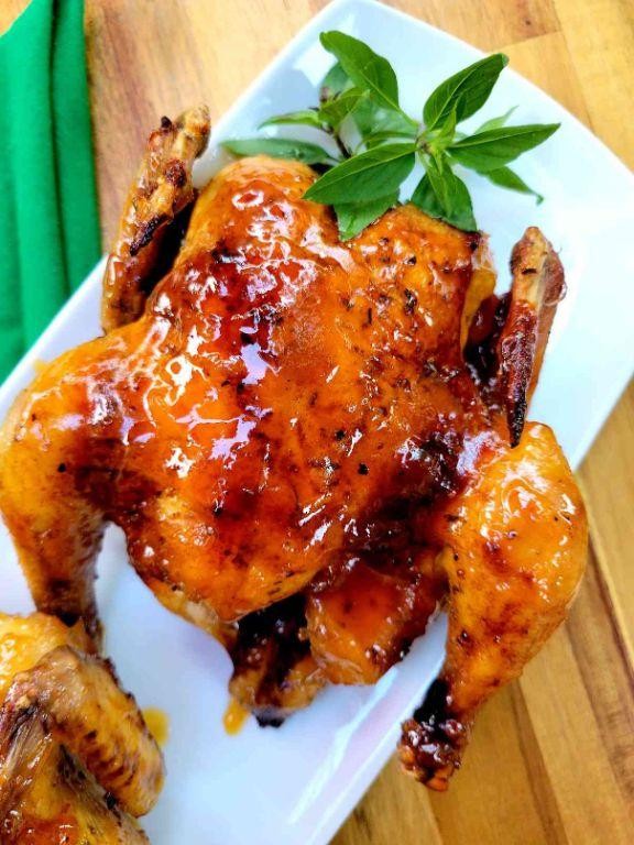 Apricot Glazed Crock Pot Cornish Hens