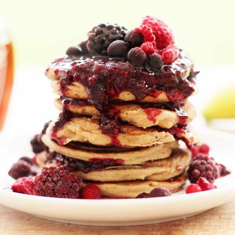 Aronia Berry Compote with Pancakes