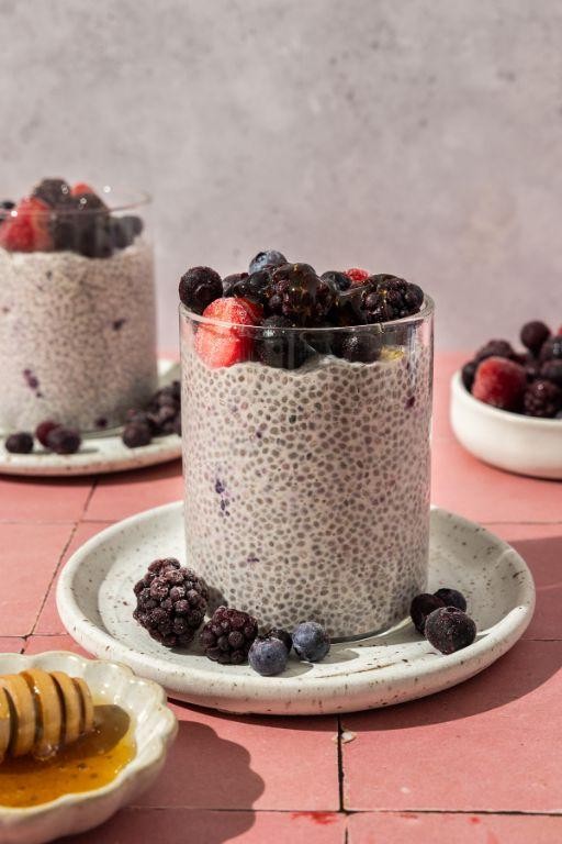 Aronia Berry and Vanilla Chia Pudding