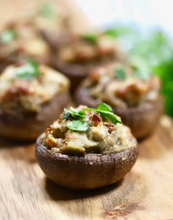 Artichoke Heart and Parmesan Stuffed Mushrooms