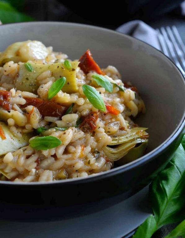 Artichoke Heart and Sun-Dried Tomato Risotto