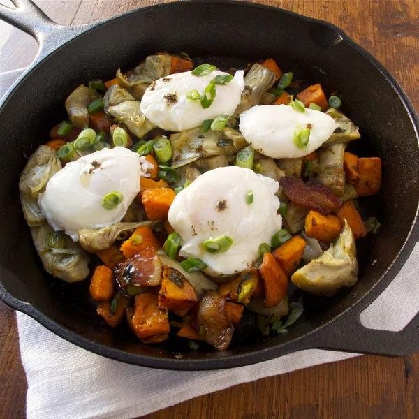 Artichoke and Sweet Potato Hash