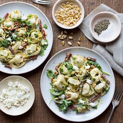 Arugula and Goat Cheese Pesto Pasta