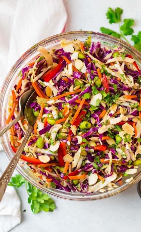 Asian Cabbage Salad with Peanut Dressing