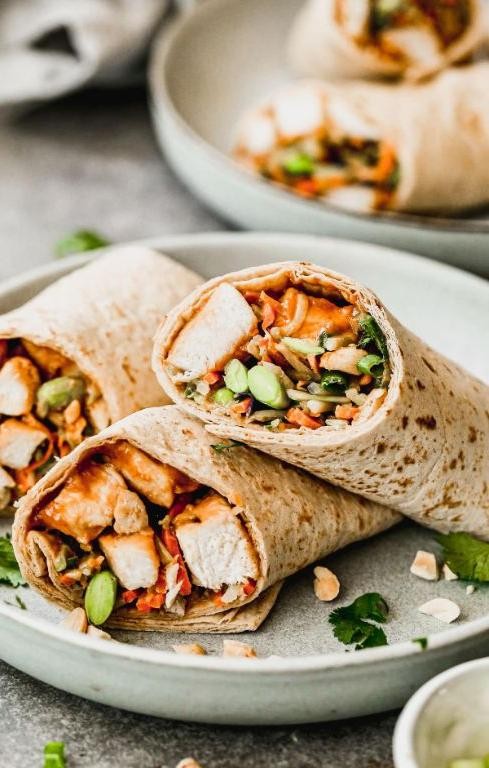 Asian Chicken Wraps with Tangy Dressing