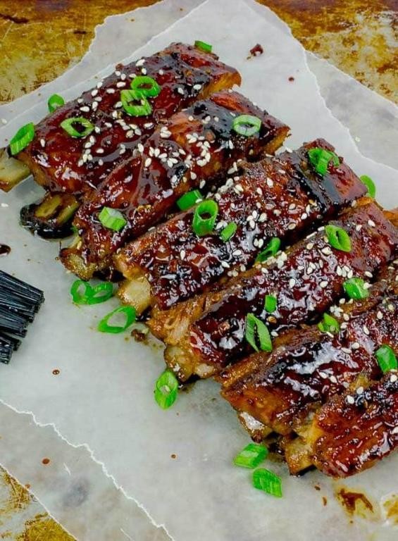 Asian Inspired Country Style Ribs with Sesame Stir-Fry