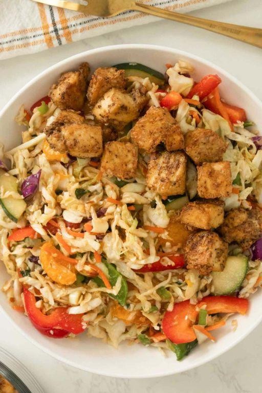 Asian-Inspired Crispy Tofu Composed Salad