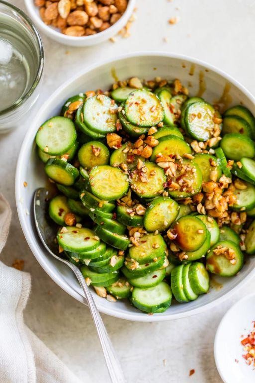 Asian-Inspired Cucumber Peanut Mayonnaise Slaw