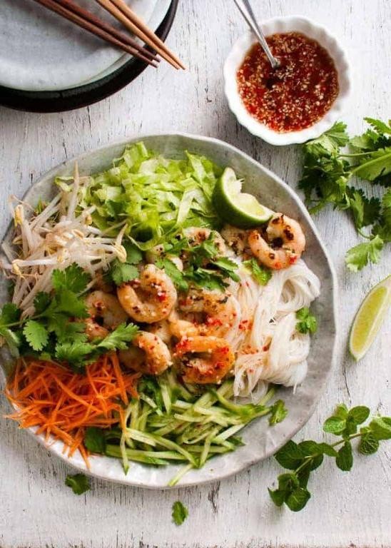 Asian-Inspired Shrimp and Rice Noodle Salad