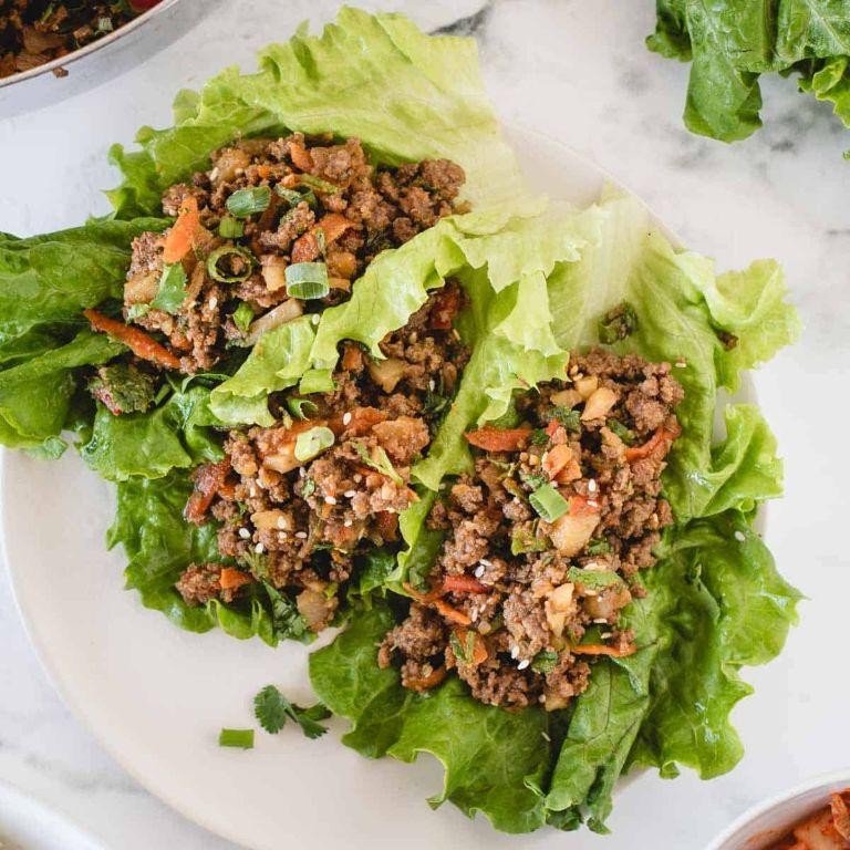 Asian-Style Ground Beef Lettuce Wraps