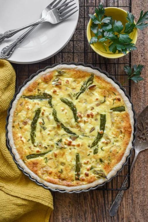 Asparagus, Mushroom, and Goat Cheese Quiche