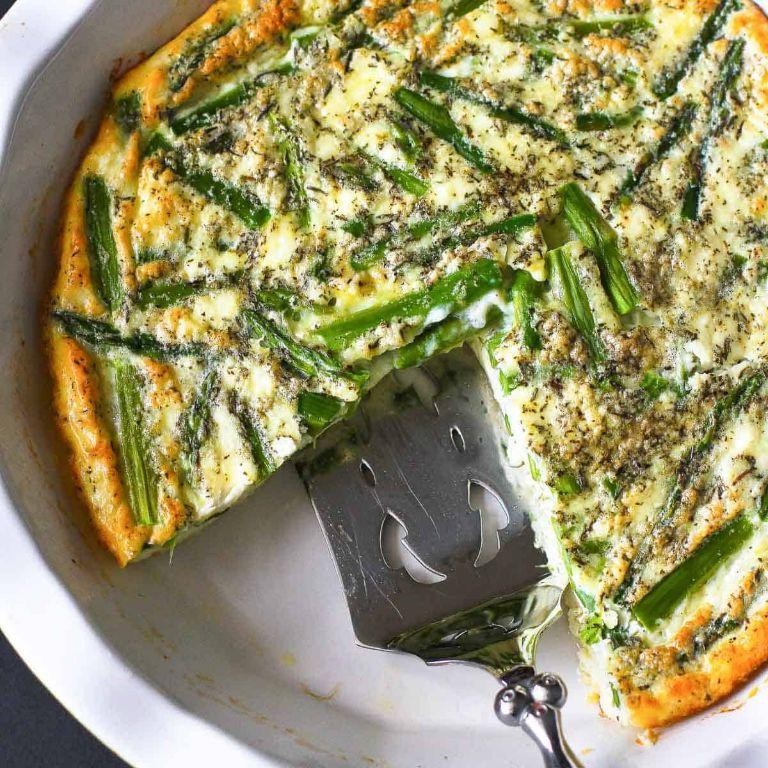 Asparagus and Feta Cottage Cheese Quiche