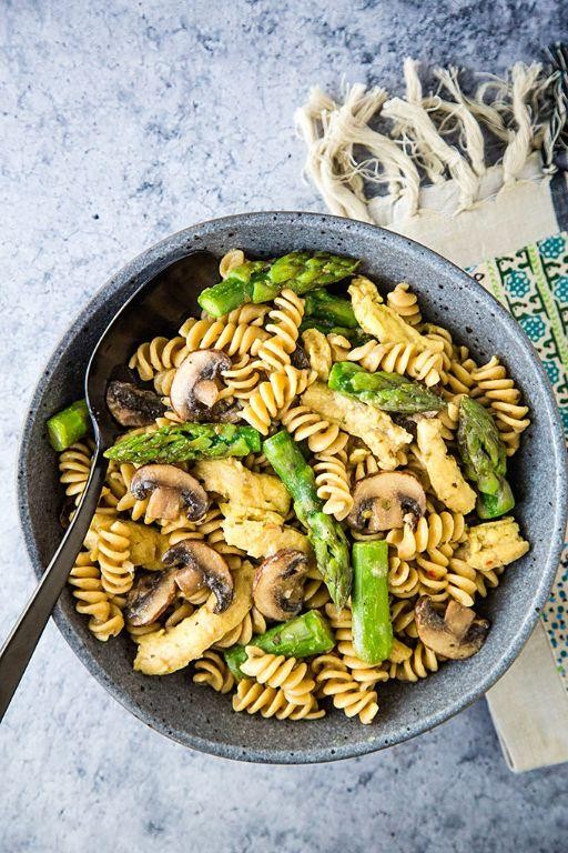 Asparagus and Mushroom Pesto Pasta