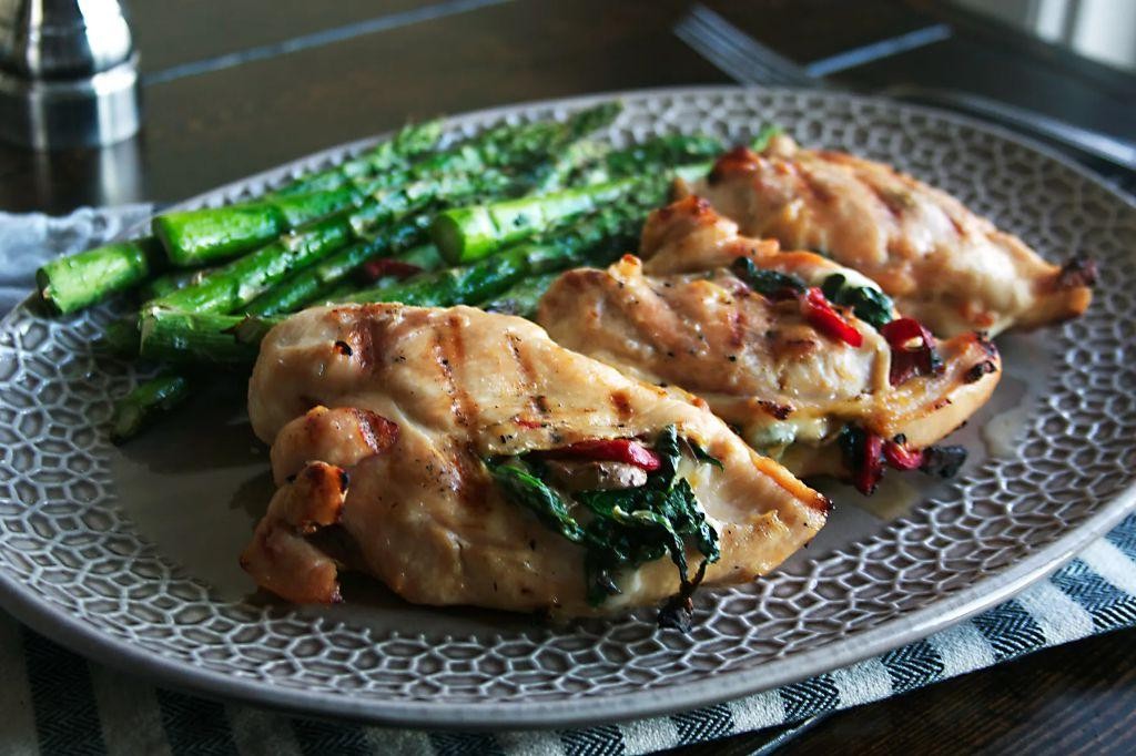 Asparagus and Mushroom Stuffed Chicken Breast