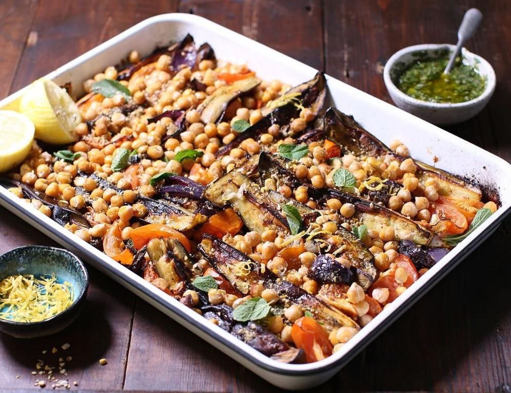 Aubergine and Chickpea Bake