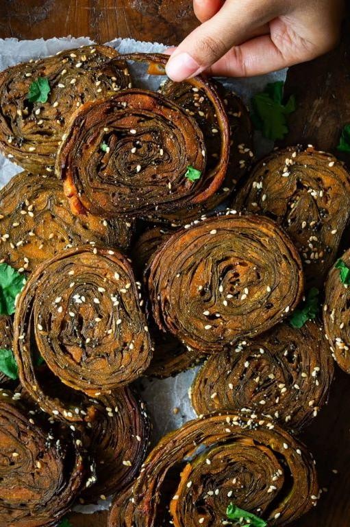 Authentic Patra with Coconut Garnish