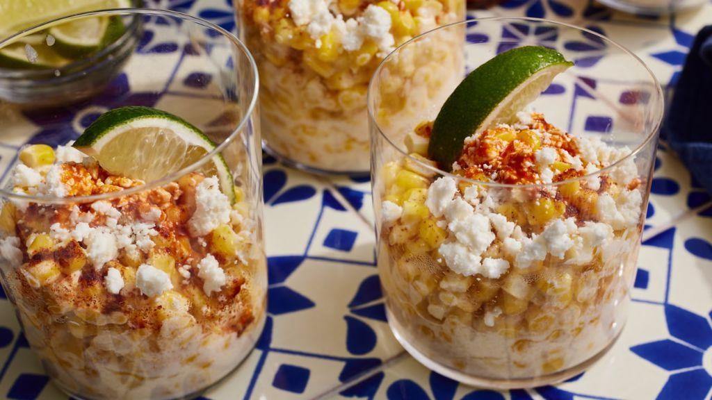 Authentic elotes en vaso with masa harina