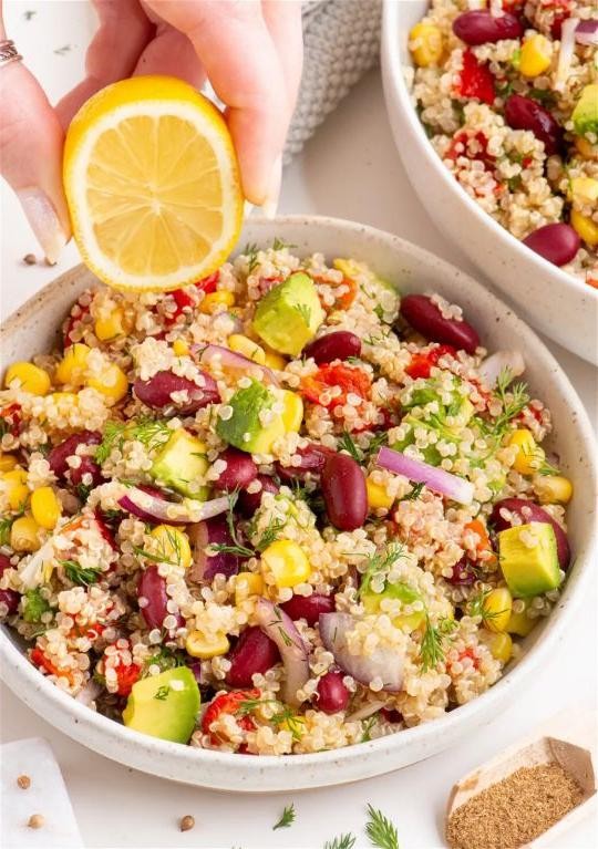 Avocado, Egg, and Quinoa Salad with Roasted Red Peppers