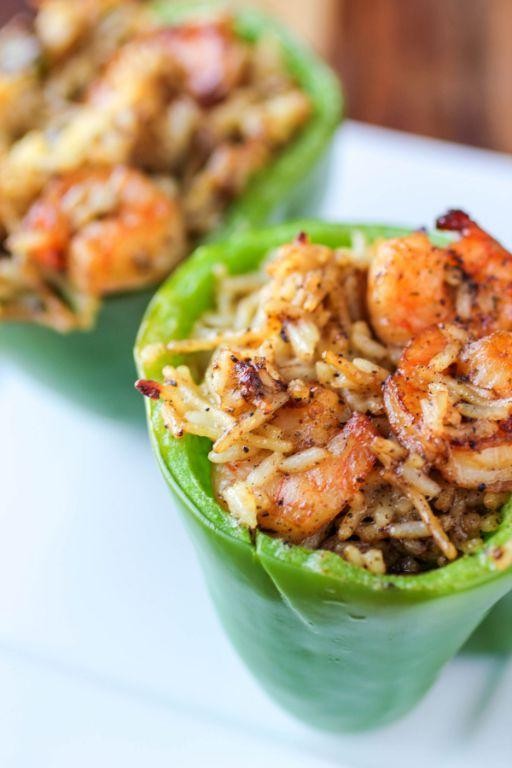 Avocado Shrimp and Wild Rice Stuffed Peppers