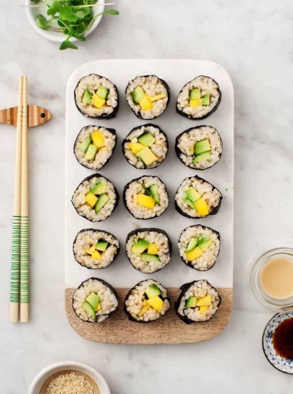 Avocado and Cucumber Sushi Rolls