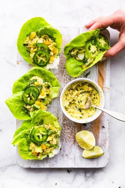 Avocado and Egg Salad Lettuce Cups with Cilantro