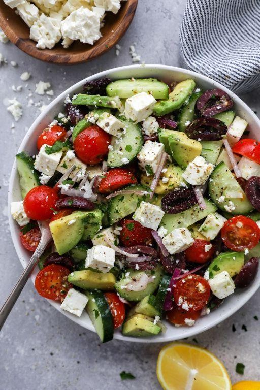 Avocado and Egg Salad with Feta Cheese and Olives