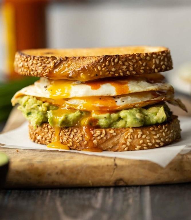 Avocado and Fried Egg Breakfast Sandwich