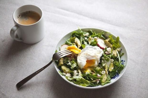 Avocado and Poached Egg Salad with Arugula