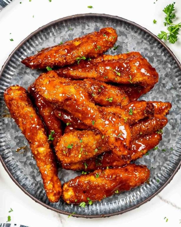 BBQ Chicken Strips with Tangy Sauce