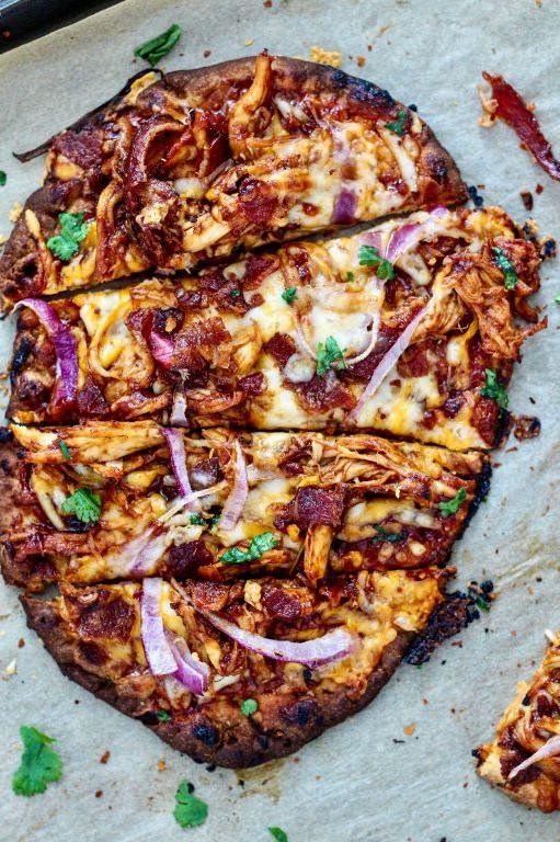 BBQ Chicken and Bacon Flatbread Pizza