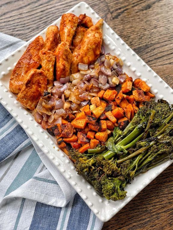 BBQ Chicken and Sweet Potato Sheet Pan Meal