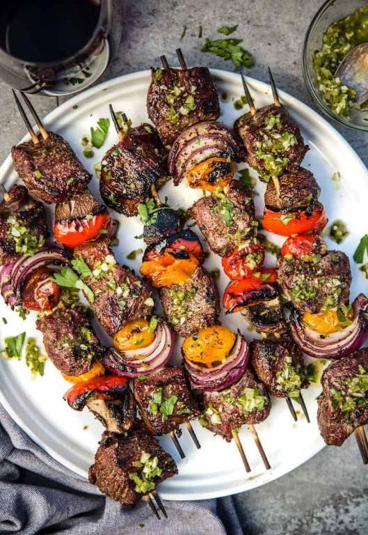 BBQ Glazed Round Steak Skewers