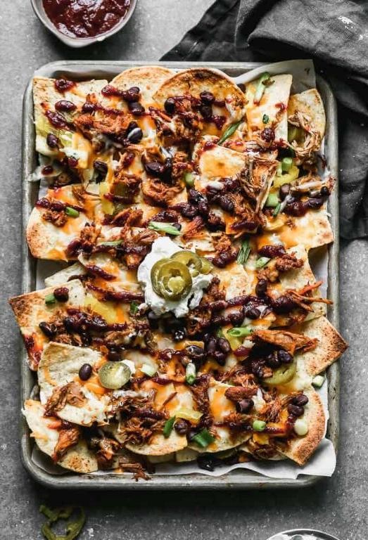 BBQ Pulled Pork Baked Nachos
