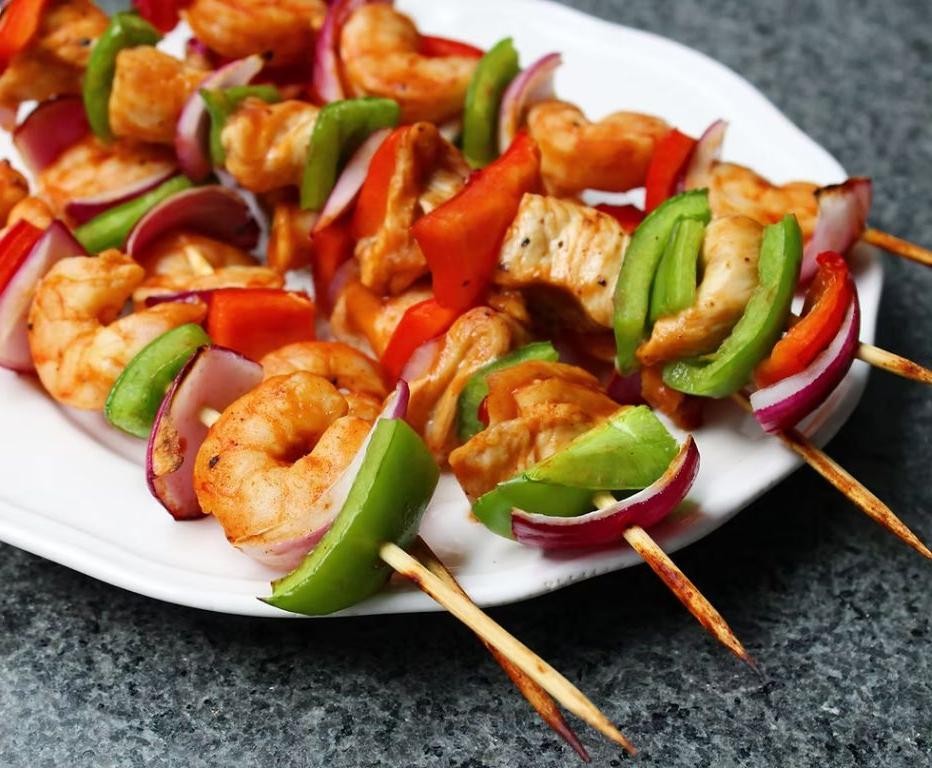BBQ Shrimp and Sweet Potato Skewers