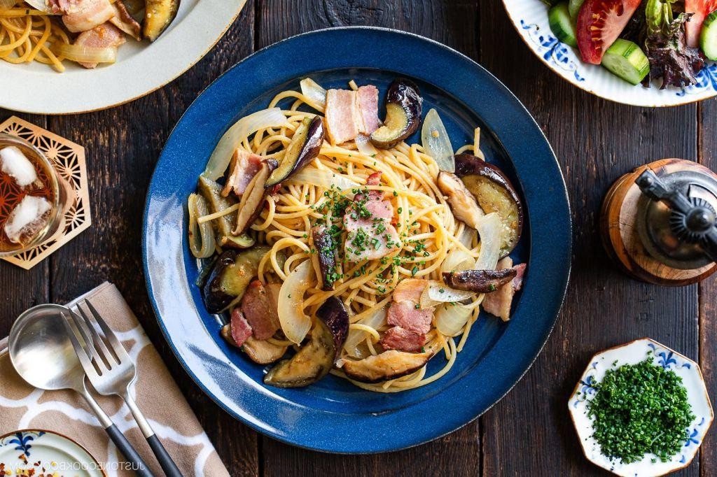 Bacon and Eggplant Spaghetti Carbonara