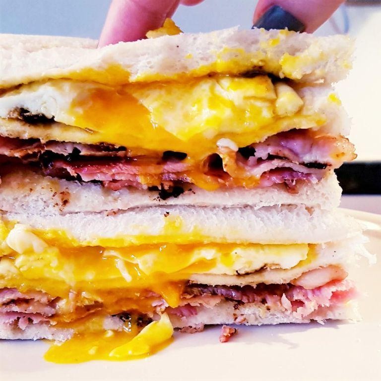 Bacon and Fried Egg Club Sandwich
