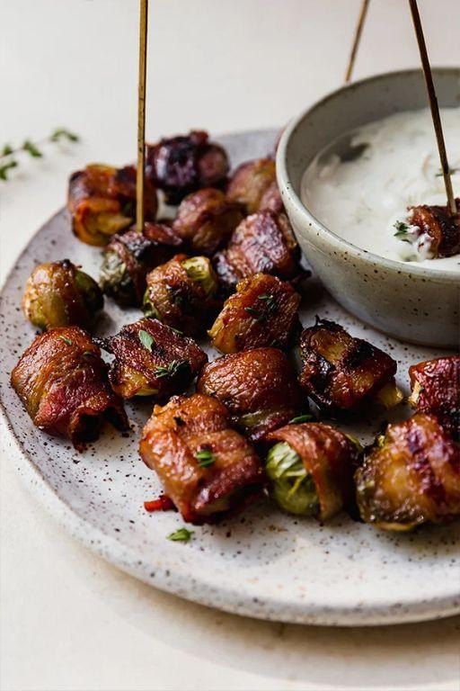 Bacon-Wrapped Brussel Sprouts with Balsamic Reduction