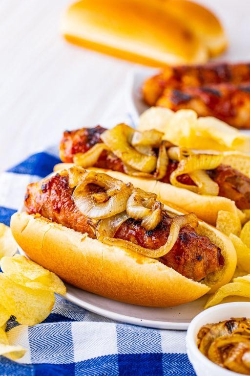 Bacon-Wrapped Cheddar Brats